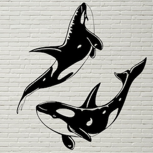 Killer Wal SVG DXF, Orca geschnitten Datei für Laser, Dxf für Plasma, Cnc-Datei, Wand-Dekor, Svg für Cricut, Silhouette Aufkleber, Orca Clip Art Vinyl