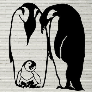 Familie van pinguïns Svg Cut File, Silhouetten dxf bestand, svg bestand voor cricut, Penguin Clipart, vinyl shirt bestand Penguin png, papercut sjabloon