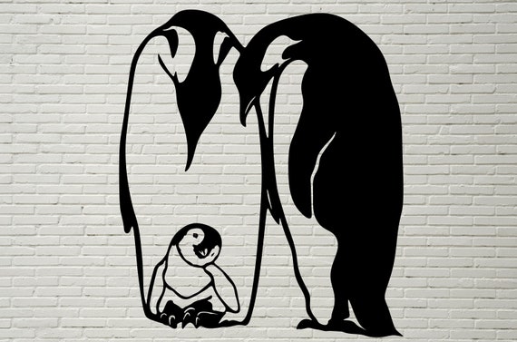 Family Of Penguins Svg Cut File Silhouettes Dxf File Svg Etsy