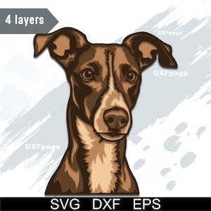 File di taglio in compensato stratificato SVG Greyhound, cane DXF multistrato, taglio della carta, laser CNC DXF, Cricut, mandala 3D, arte murale in legno Shadowbox