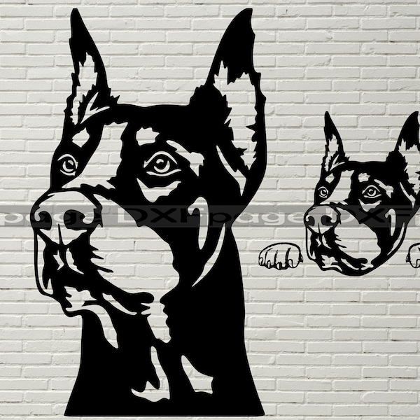 Doberman Pinscher Portrait SVG, Dog SVG Files for Cricut, Doberman clipart, Dog Peeking Cut file, laser cut, Printable, vector art dog vinyl