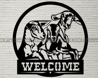 Nubian Goat svg, sinal de boas-vindas DXF CNC, arquivo dxf para laser, arquivo SVG para Cricut, silhueta dxf, animal de fazenda svg, plasma dxf, decoração de rancho