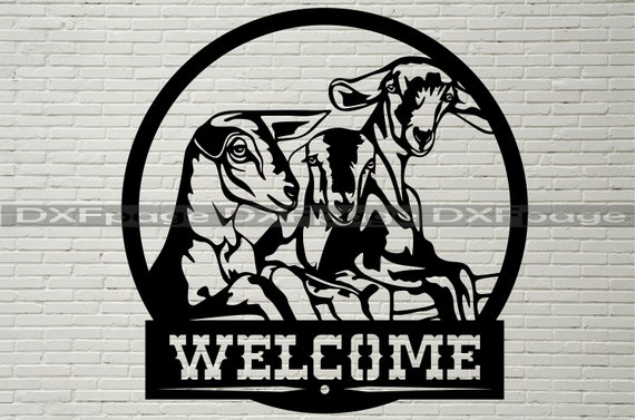 Nubian Goat svg, Welcome sign DXF CNC, dxf file for laser, SVG File for Cricut, Silhouette dxf, farm animal svg,  dxf plasma, ranch decor