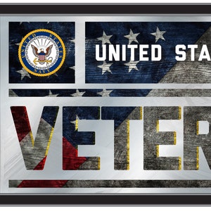 United States Navy Veteran Wall Mirror | Officially Licensed Military Branch Mirror Hanging Wall Decor