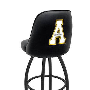 Appalachian State Casino Style Bucket Bar Stool | Commercial Grade NCAA College Swivel Bar Stool | Grizzly Logo Bar Stool