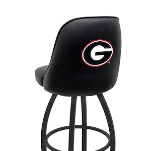 Georgia G Logo Bucket Stool | Upholstered Swivel Bar Stool with Back