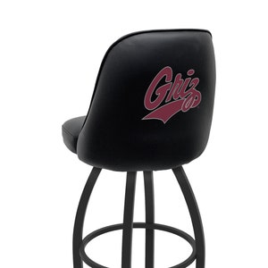 University of Montana Style Bucket Bar Stool | Commercial Grade NCAA College Swivel Bar Stool | Grizzly Logo Bar Stool