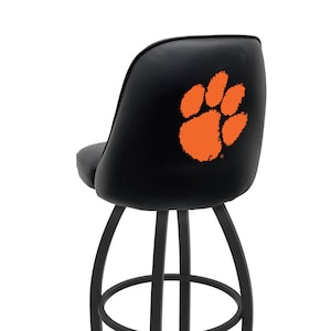 Clemson Style Bucket Bar Stool | Commercial Grade NCAA College Swivel Bar Stool | Grizzly Logo Bar Stool