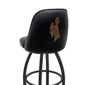 Wyoming Style Bucket Bar Stool | Commercial Grade NCAA College Swivel Bar Stool | Grizzly Logo Bar Stool