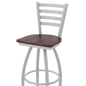 410 Jackie Swivel 25&quot; Counter Stool | Anodized Nickel Steel Frame Bar Stool | Maple Wood Seat or Oak Wood Seat