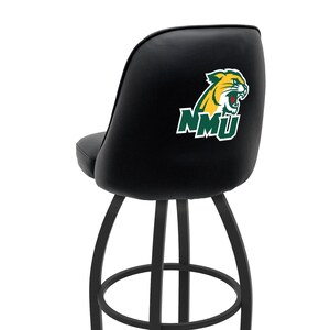Northern Michigan University Style Bucket Bar Stool | Commercial Grade NCAA College Swivel Bar Stool | Grizzly Logo Bar Stool