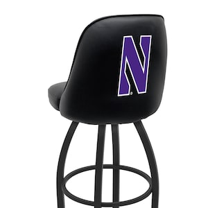 Northwestern Wildcats Bucket Stool | Upholstered Swivel Bar Stool with Back