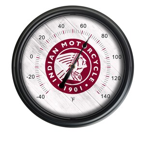 Indian Motorcycle (Head) Indoor/Outdoor LED Wall Thermometer | Outdoor Illuminated LED Logo Thermometer