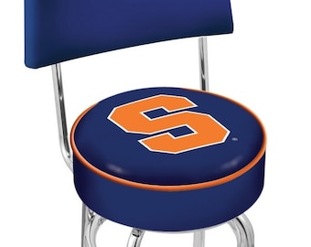 Syracuse University Logo Double Ring Bar Stool | Premium Bar Stool with Backrest and swivel 360