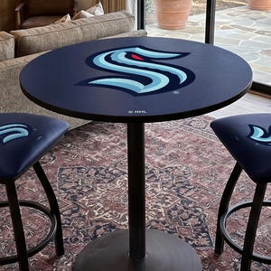 Seattle Kraken Pub Table | NHL Hockey Man Cave Decor