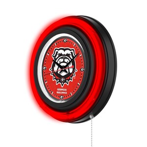 University of Georgia Bulldog Neon Clock | UGA Bulldogs 15&quot; Neon Clock