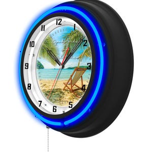 Customizable 19&quot; Neon Clock | Personalized 19&quot; Neon Clock | Real Glass Vintage Neon Clock | Custom Retro Double Neon Garage Clock