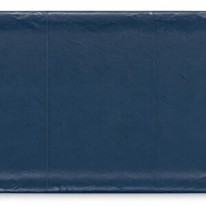 Top view of the pool table cover shown in a heavy duty navy vinyl upholstery