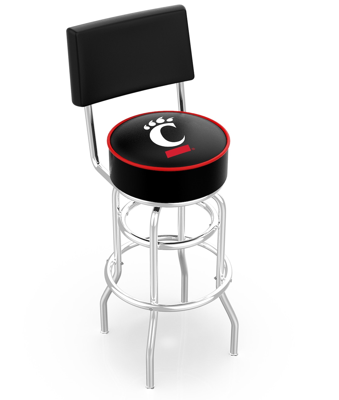 University of Cincinnati Logo Double Ring Bar Stool Premium Bar