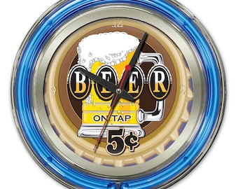 Miller Lite Beer, Neon Wall Clock 16” With Double Neon, Oil