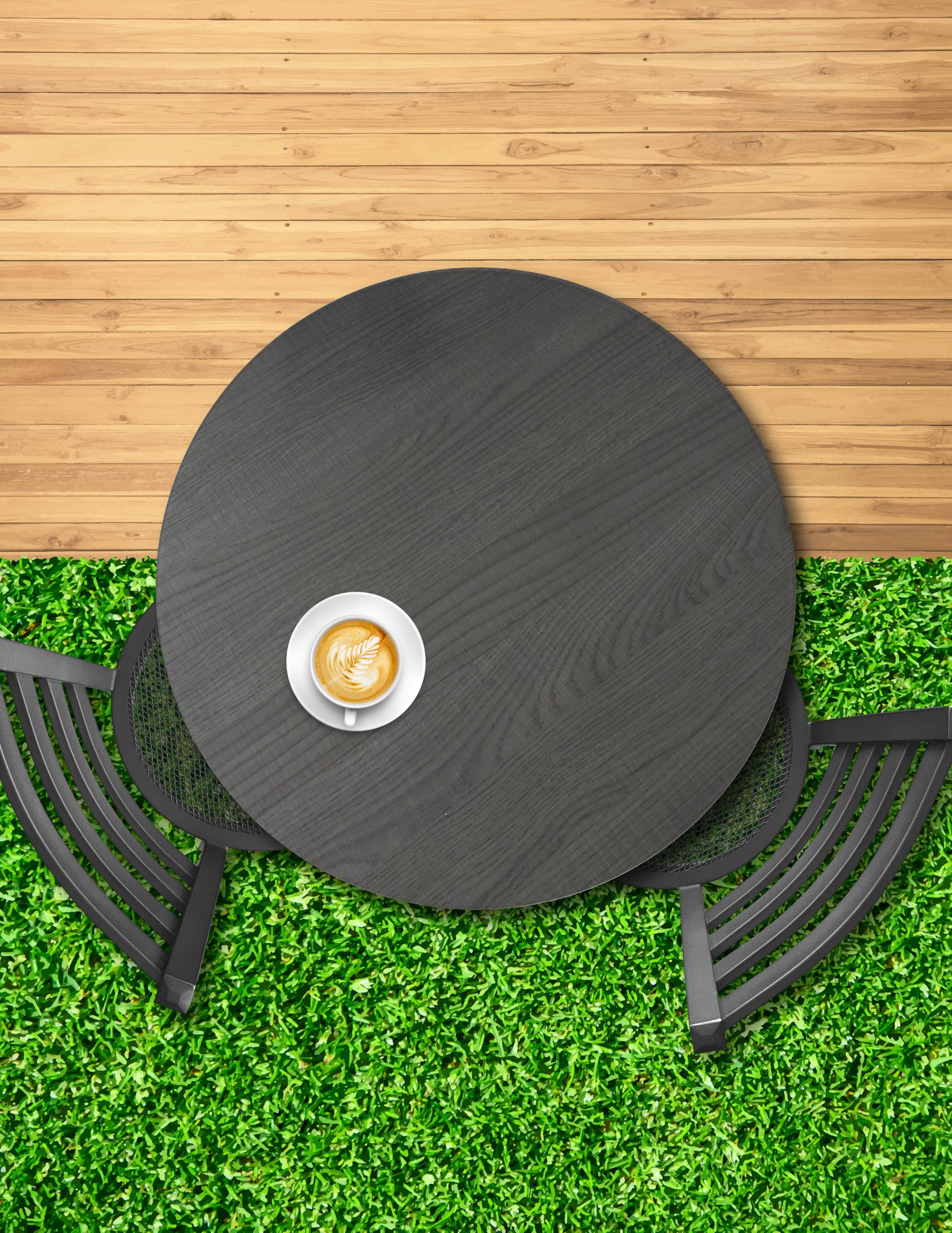 Charcoal Wood Finish Outdoor Table Top Allseason Heavy Duty Patio