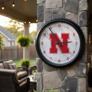 Nebraska Cornhuskers LED Wall Clock | Indoor/Outdoor Illuminated Logo Clock