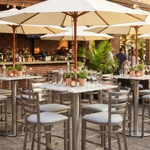 White Marble Finish Outdoor Table Top | All-Season Heavy-Duty Patio & Restaurant Tops