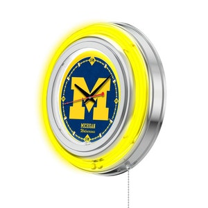 University of Michigan Neon Clock | UM Wolverines 15&quot; Neon Clock | Sports Fanatics Gear