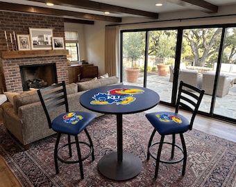 University of Kansas Swivel Bar Stool | KU Jayhawks Ladder Back