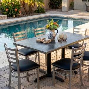 Black Steele Finish Outdoor Table Top | All-Season Heavy-Duty Patio & Restaurant Tops
