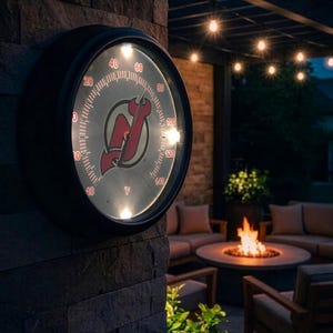 New Jersey Devils LED Wall Thermometer | Indoor/Outdoor NHL Fan Decor