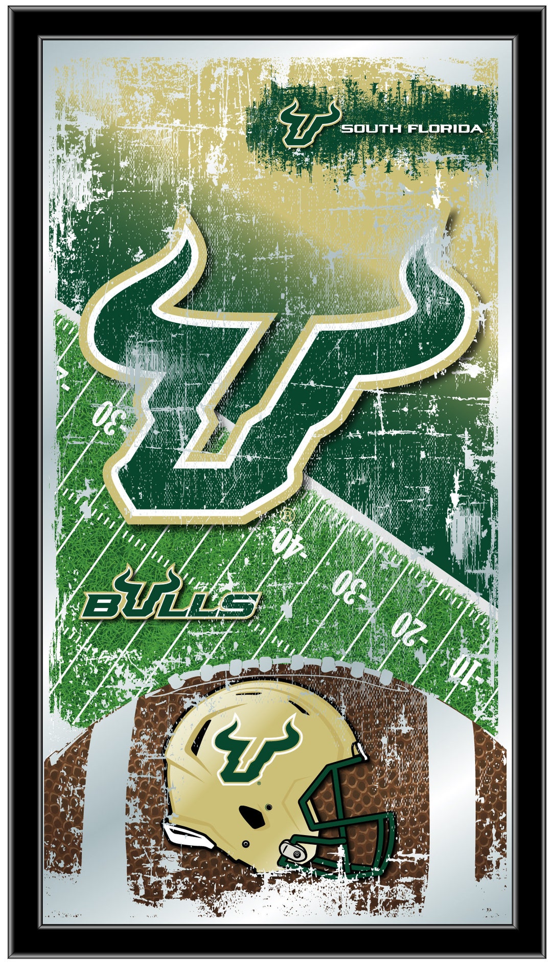 University of South Florida Football Wall Mirror USF Bulls Etsy