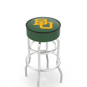 Baylor University Premium Double Ring Bar Stool with Logo | 360 swivel Retro Chrome Furniture Stool with Logo
