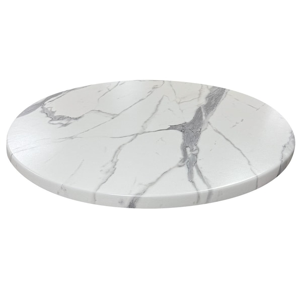 White Marble Finish Outdoor Table Top | All-Season Heavy Duty Patio Round Table Top | Restaurant Grade indoor/outdoor Table Top