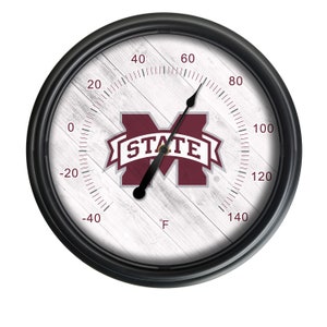 Mississippi State University Indoor/Outdoor LED Wall Thermometer | Outdoor Illuminated LED Logo Thermometer