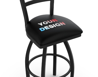 Customizable L014 Ladder Back Bar Stool | Custom 25&quot;, 30&quot;, and 36&quot; seat height | Custom Logo Bar Stool with Swivel