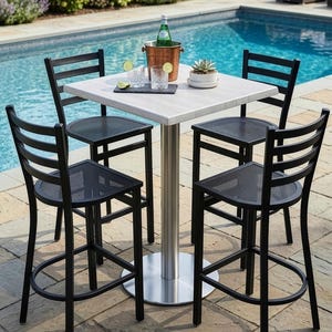 White Ash Wood Finish Outdoor Table Top | All-Season Heavy-Duty Patio & Restaurant Tops