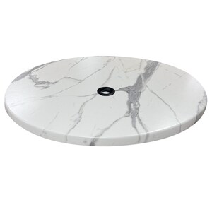 White Marble outdoor table top perfect for your patio, restaurant, brewery, or office. with umbrella Grommet