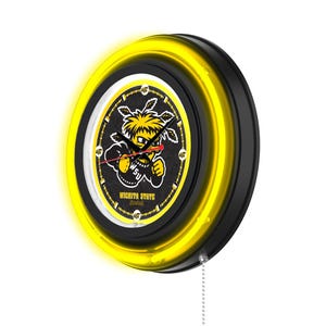 Wichita State University Neon Clock | WSU Shockers 15&quot; Retro Chrome Neon Clock