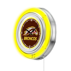 Western Michigan University Neon Clock | WMU Broncos 15&quot; Retro Chrome Neon Clock