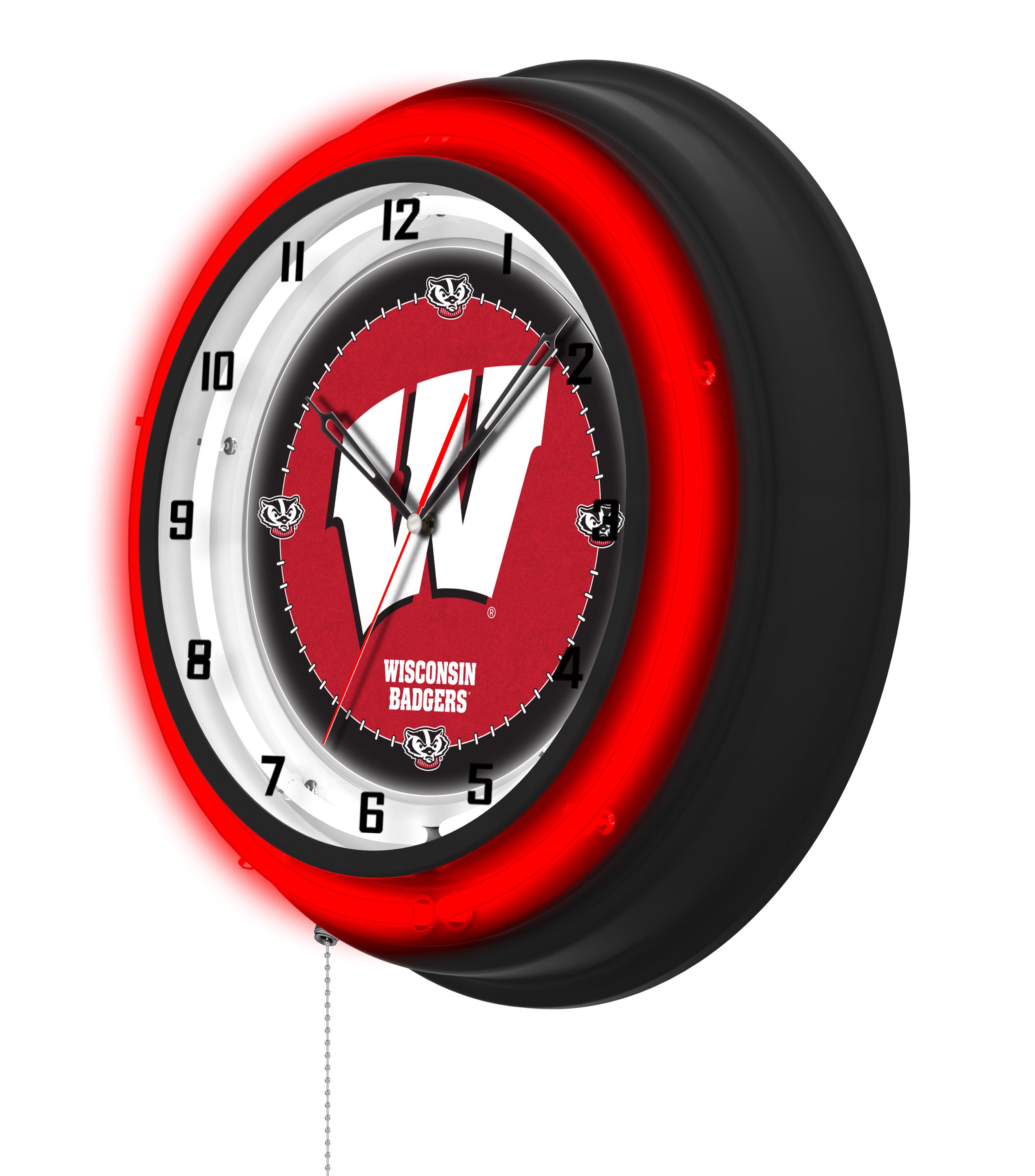 Wisconsin W 19” Double Neon Clock | UW Badgers Logo Wall Decor - Etsy