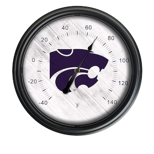 Kansas State University Indoor/Outdoor LED Wall Thermometer | Outdoor Illuminated LED Logo Thermometer