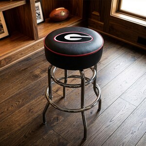 Georgia Bulldogs G Logo Chrome Bar Stool | Retro Double Ring with Swivel Seat