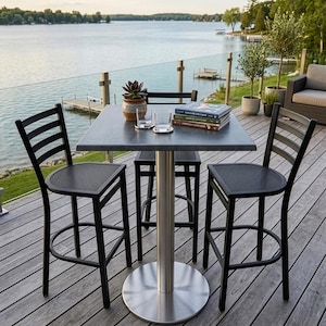 Black Steele Finish Outdoor Table Top | All-Season Heavy-Duty Patio & Restaurant Tops