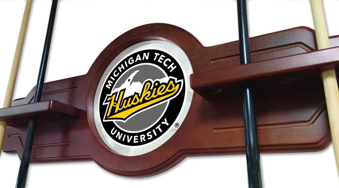 Michigan Pool Rack Michigan Tech Pool Table Cue Rack | MTU Huskies Game Room Billiard ...