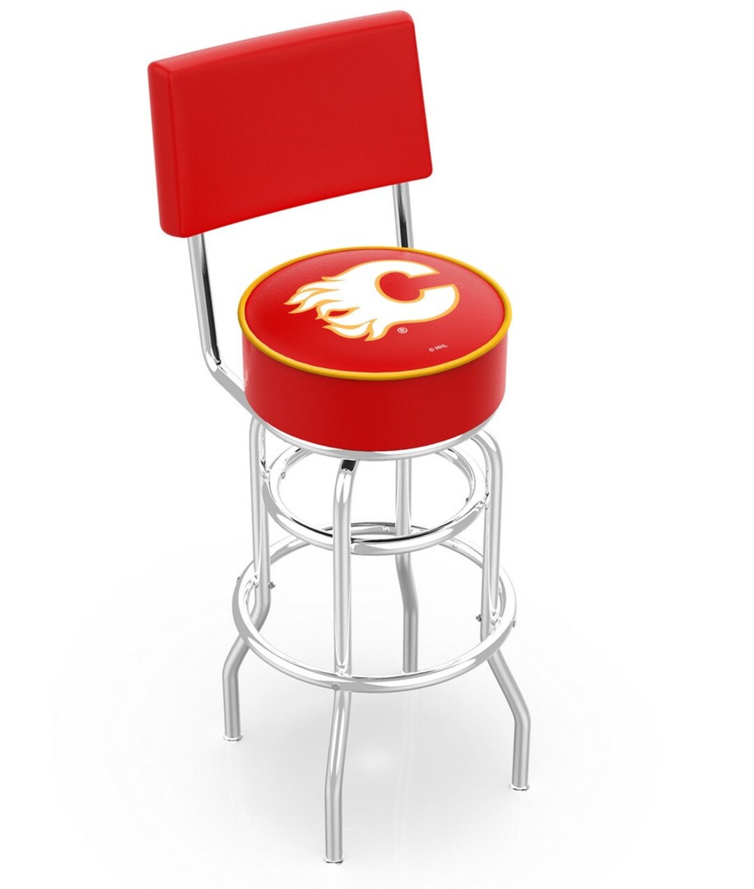Calgary Flames Bar Stool With Hockey Team Logo NHL Retro Counter Bar