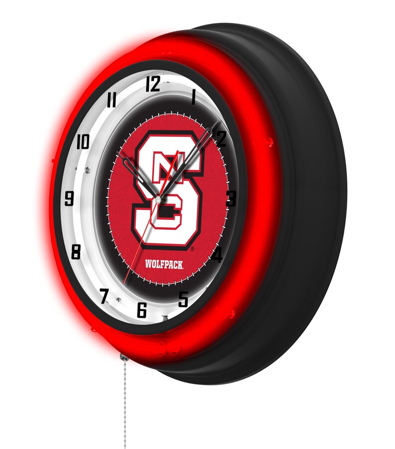 Wolfpack Clock North Carolina State 19” Double Neon Clock | NCSU Wolfpack Logo Wall ...
