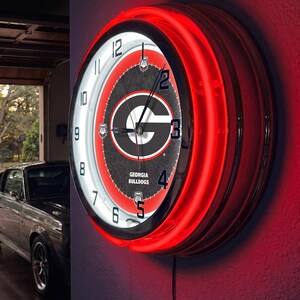 University of Georgia G Logo 19 Inch Neon Clock | College Alumni Bar Gift