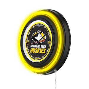 Michigan Tech University Neon Clock | MTU Huskies 15&quot; Neon Clock