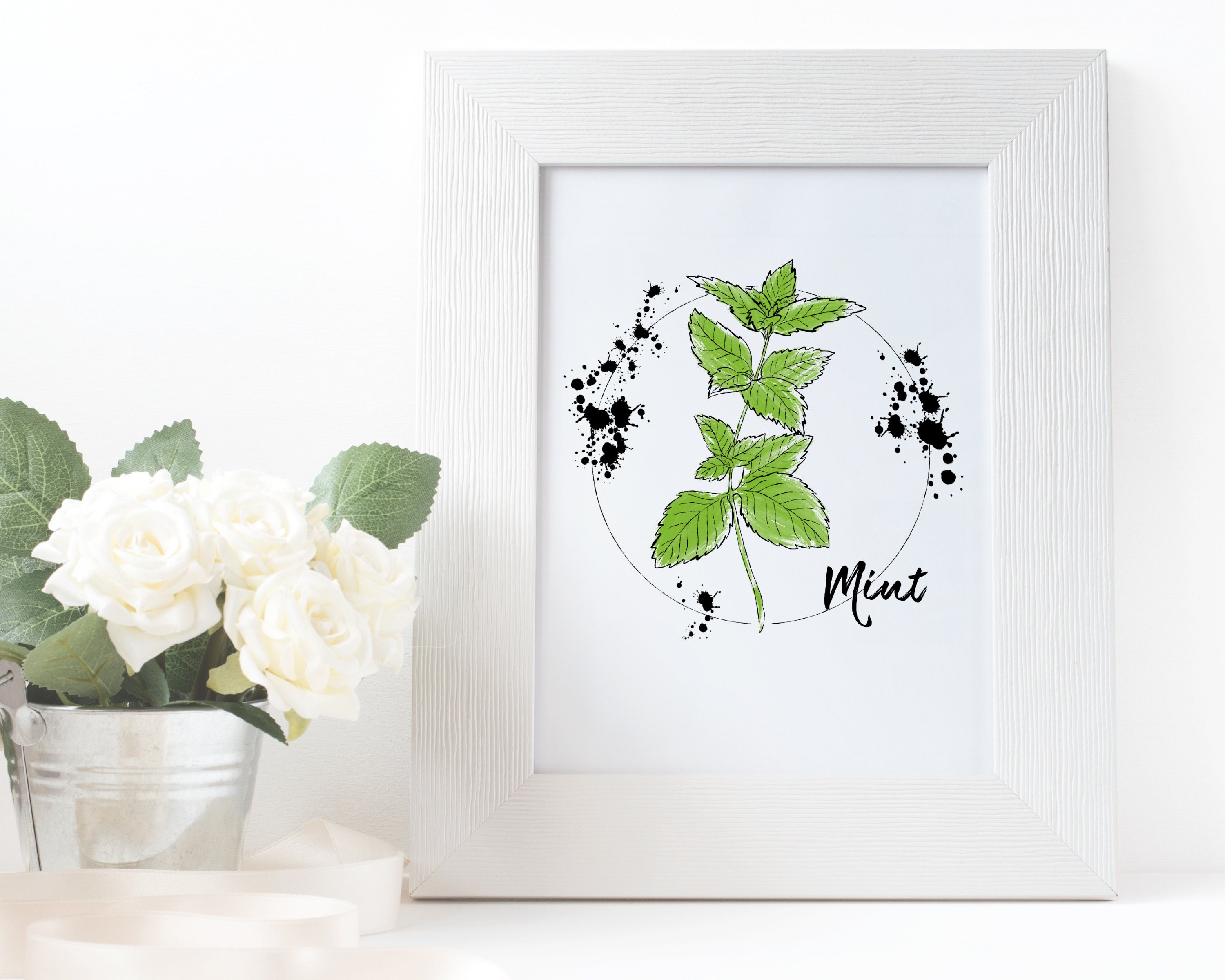 Mint herb Art Print Mint Illustration Botanical Artwork Etsy